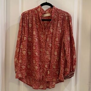Natalie Martin Red and Cream Paisley Blouse